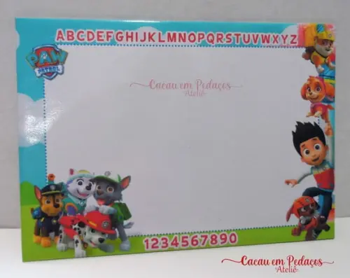 Lousa Mágica com Jogos no Verso, Patrulha Canina , 15x21 cm