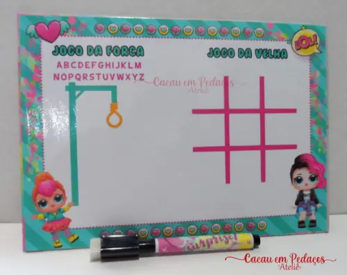 Lousa Mágica com Jogos , Caneta, 15x21 cm Lol Surprise