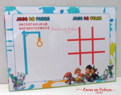 Lousa Mágica com Jogos no Verso, Patrulha Canina , 15x21 cm