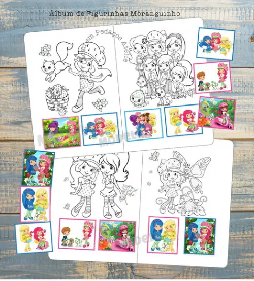 Moranguinho Álbum com Figurinhas Desenho Colorir Lembrancinha fe