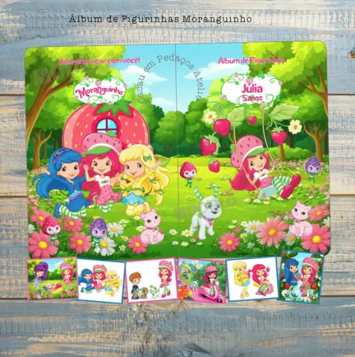 Moranguinho Álbum com Figurinhas Desenho Colorir Lembrancinha festa