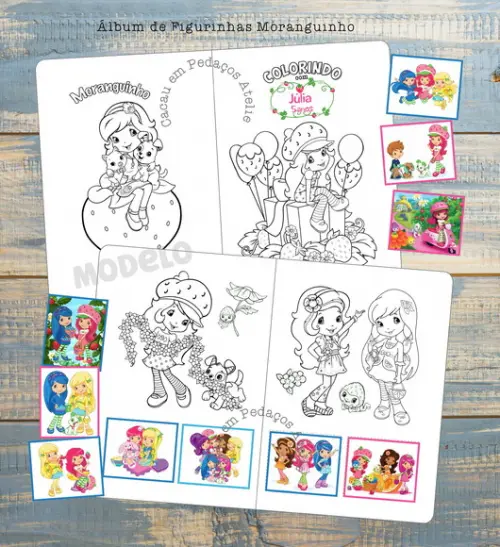 Moranguinho Álbum com Figurinhas Desenho Colorir Lembrancinha fe