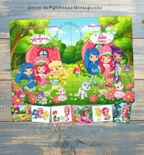 Moranguinho Álbum com Figurinhas Desenho Colorir Lembrancinha fe