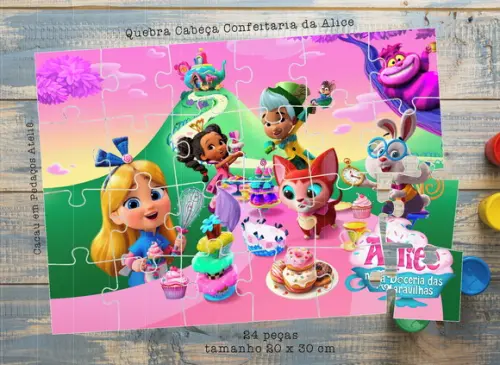 Quebra Cabeça 24 Peças Confeitaria da Alice Lembrancinha