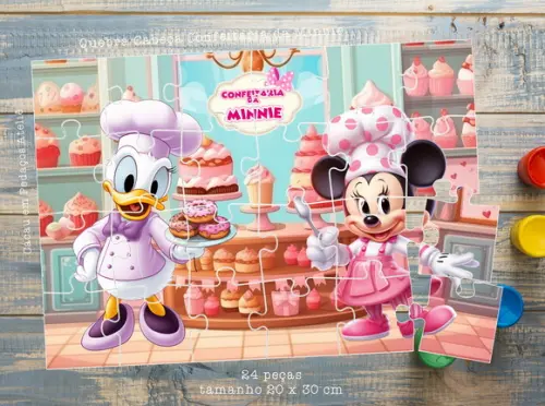 Quebra Cabeça 24 Peças Confeitaria Minnie Lembrancinha