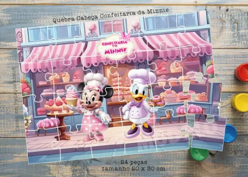 Quebra Cabeça 24 Peças Confeitaria Minnie Lembrancinha