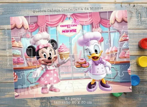 Quebra Cabeça 24 Peças Confeitaria Minnie Lembrancinha