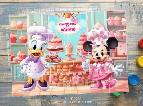 Quebra Cabeça 24 Peças Confeitaria Minnie Lembrancinha