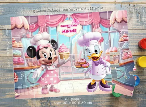Quebra Cabeça 24 Peças Confeitaria Minnie Lembrancinha