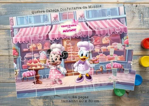 Quebra Cabeça 24 Peças Confeitaria Minnie Lembrancinha