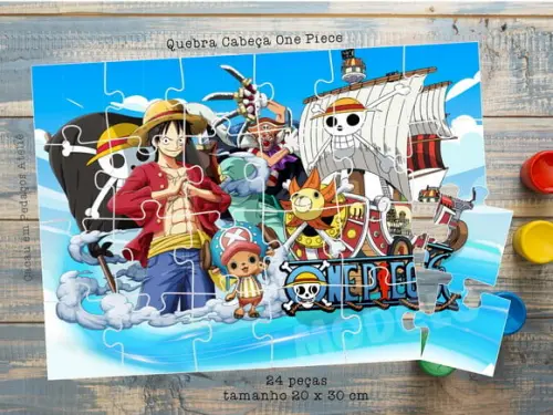 Quebra Cabeça 24 Peças One Piece Lembrancinha 20 x 30 cm