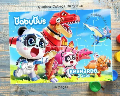 Quebra Cabeça Personalizado Baby Bus Lembrancinha