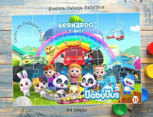 Quebra Cabeça Baby Bus 24 Peças Personalizado Lembrancinha