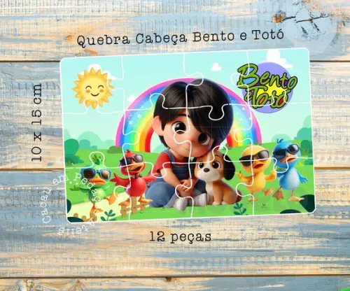 Quebra Cabeça Bento e Totó 10 x 15 cm Lembrancinha