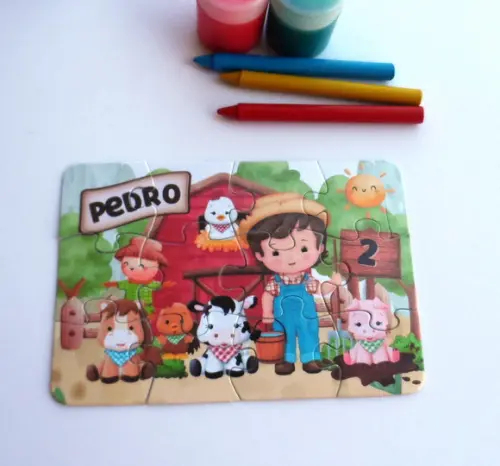 Quebra Cabeça Fazendinha 10 x 15 cm lembrancinha infantil