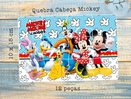 Quebra Cabeça Mickey 10 x 15 cm