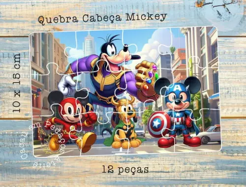 Quebra Cabeça Mickey 10 x 15 cm