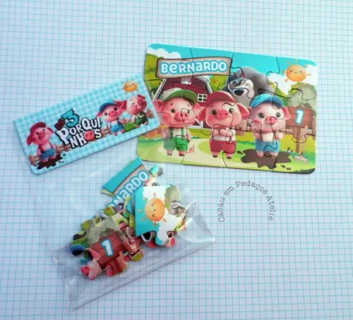 Quebra Cabeça os 3 Porquinhos 10 x 15 cm Lembrancinha