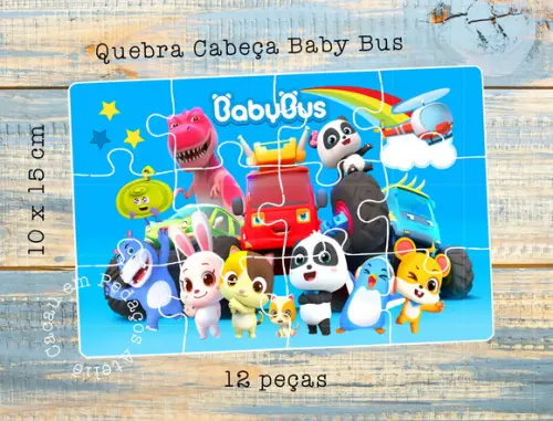 Quebra Cabeça Personalizado Baby Bus festa infantil lembrancinha