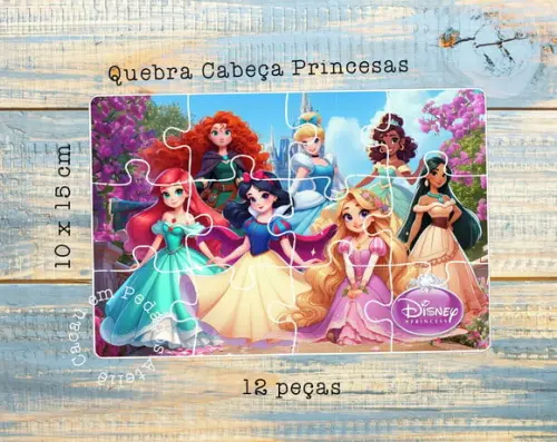 Quebra Cabeça Princesas lembrancinha festa infantil