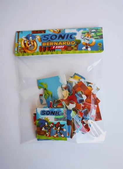 Quebra Cabeça Sonic 20x30cm Lembrancinha Infantil Brinde