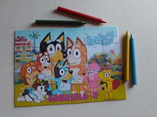 Quebra Cabeça Personalizado Bluey e Bingo 20x30 cm Cartonado