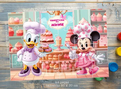 Quebra Cabeça 24 Peças Confeitaria Minnie Lembrancinha