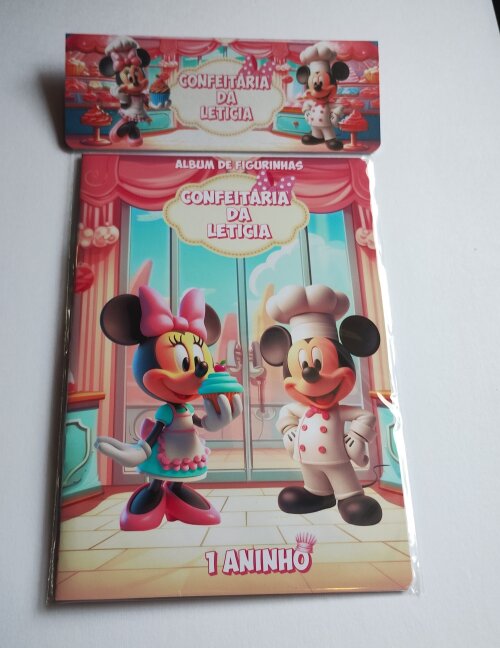 Álbum de Figurinhas com Desenhos Confeitaria da Minnie Mickey Le