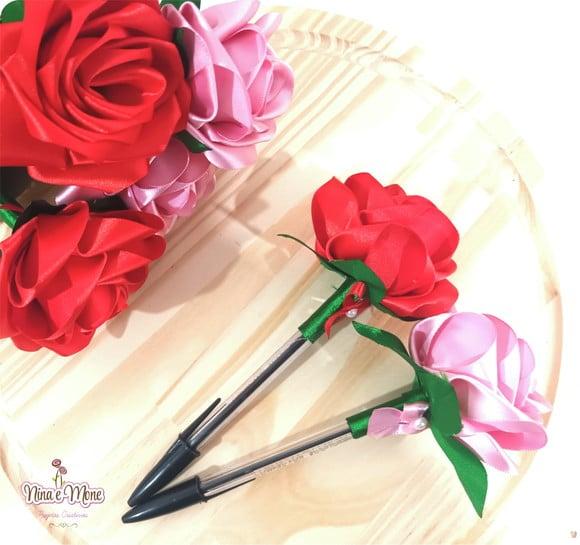 2 Canetas Rosa de Cetim