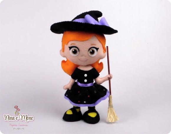Boneca Bruxinha de feltro (Halloween)