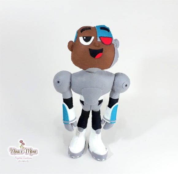 Boneco Ciborgue de Feltro - Tema Jovens Titãs