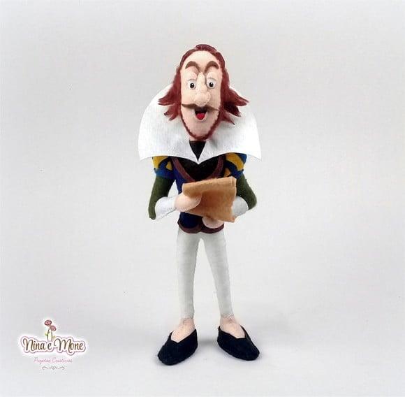 Boneco William Shakespeare de Feltro - Peabody e Sherman
