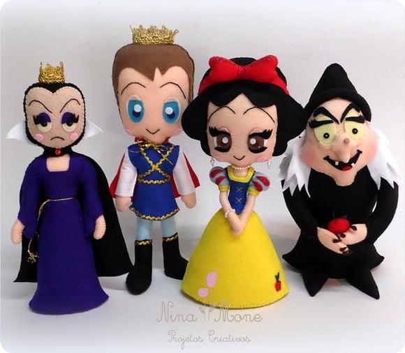 Bonecos Branca de Neve em Feltro
