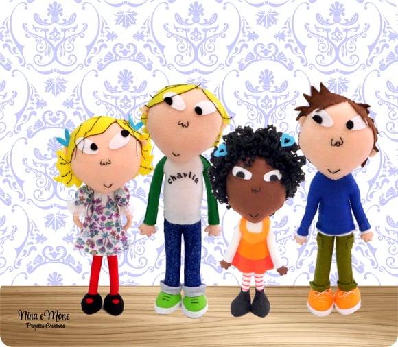 Bonecos Charlie e Lola de Feltro