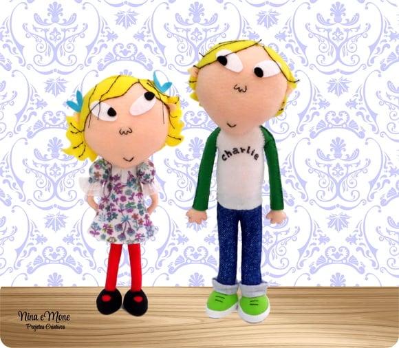 Bonecos Charlie e Lola de Feltro