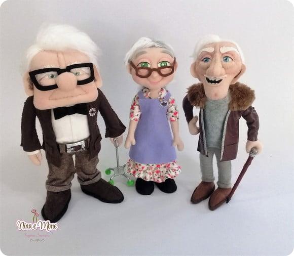 Bonecos Tema Up de Feltro - Carl, Ellie e Charles