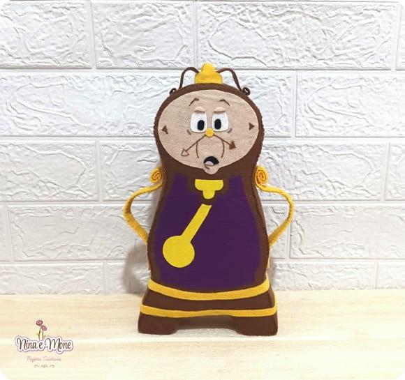 Horloge em Feltro - Kit Bela e a Fera
