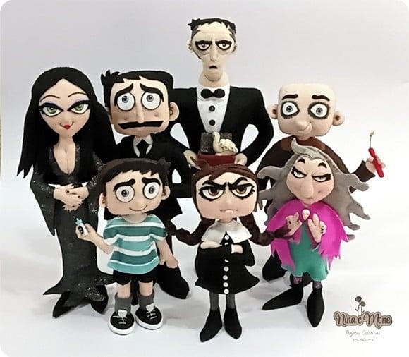 Kit 1 Bonecos Familia Addams de Feltro