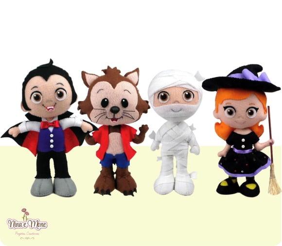Kit 1 de Bonecos Halloween de Feltro
