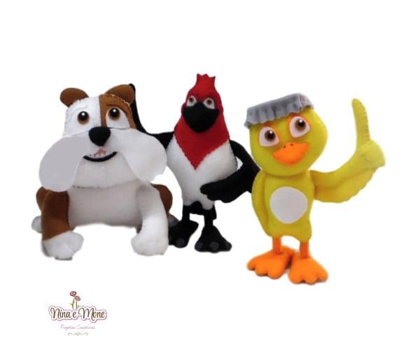 Kit de 3 Bonecos Rio - o Filme de Feltro