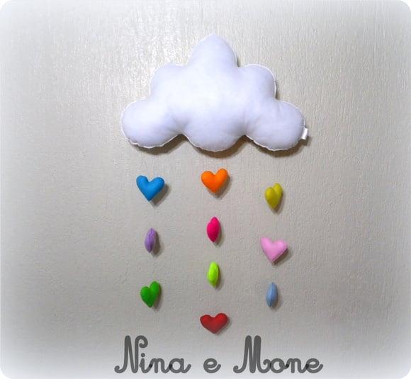 Nuvem de Feltro com Chuva de Corações