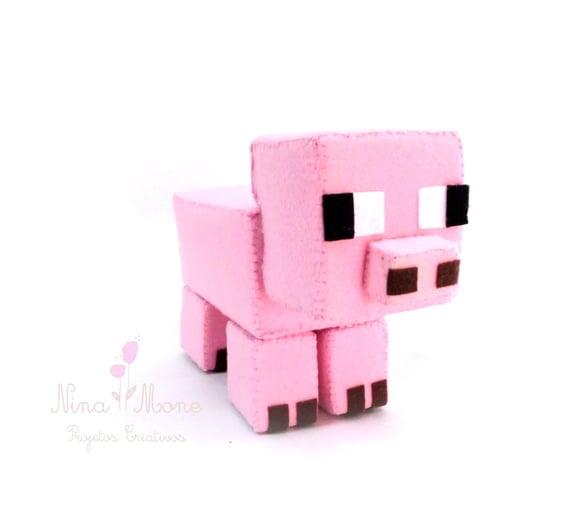 Porco de Feltro - Tema Minecraft