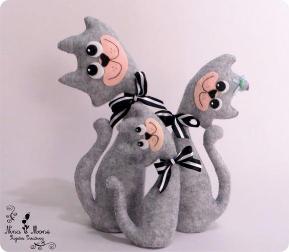 Trio de Gatinhos de Feltro