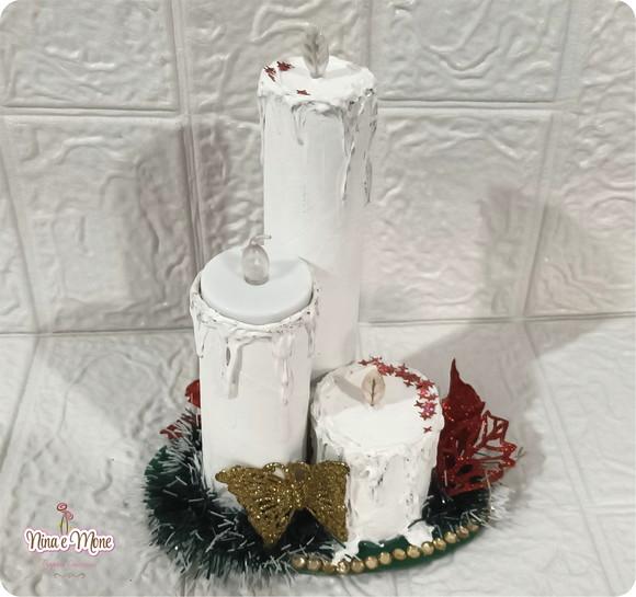 Trio de Velas Natalinas de Mesa