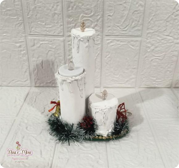 Trio de Velas Natalinas de Mesa