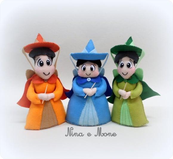 Trio Fadas Madrinhas em Feltro