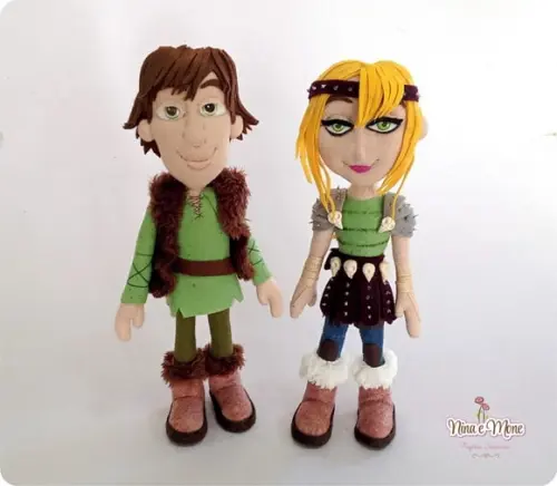 Astrid e Soluço em Feltro
