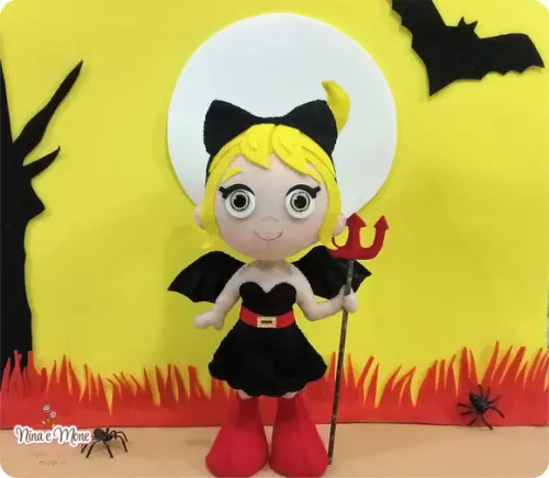 Boneca Morceguinha de Feltro (halloween)