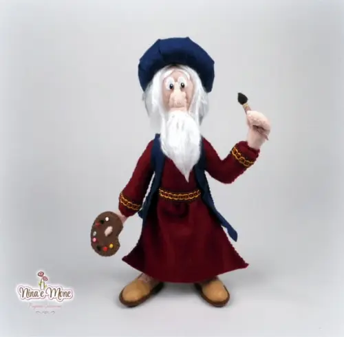 Boneco Leonardo da Vinci de Feltro - Peabody e Sherman