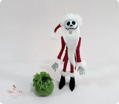 Boneco Santa Jack Esqueleto de feltro